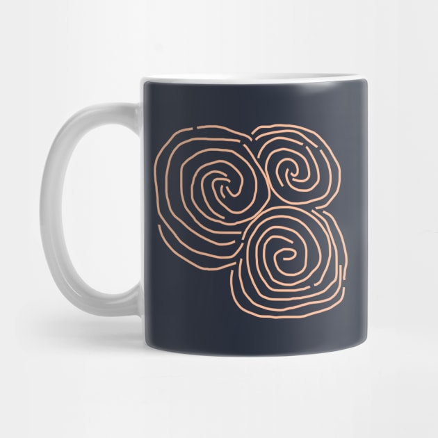 Celtic Spiral Irish Roots Peach Fuzz Line Drawing by ellenhenryart